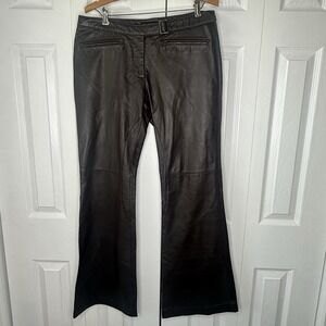 Industry Brown Leather Flare Pants Lined Women's Sz 10‎ 32X30 GORGEOUS!